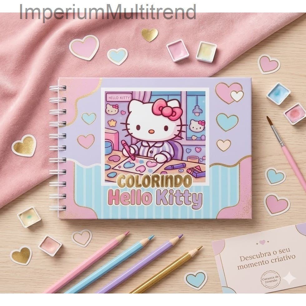 🎀 Livro de Colorir Colorindo Hello Kitty | 47 Desenhos para Pintar com Muito Amor e Cor 💗65EP
