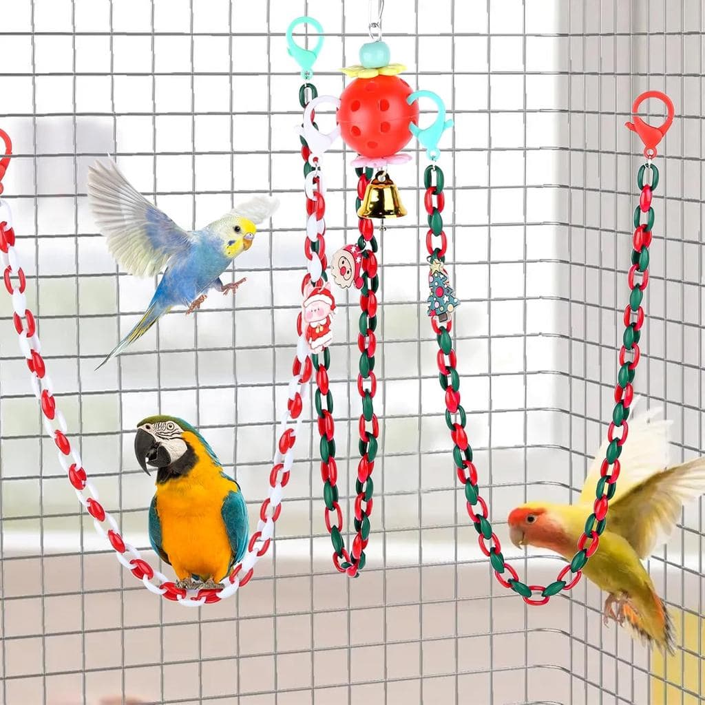 Brinquedos de Natal para Pássaros, Periquitos e Calopsitas, Acessórios para Gaiolas de Pássaros com Elos de Plástico, Br