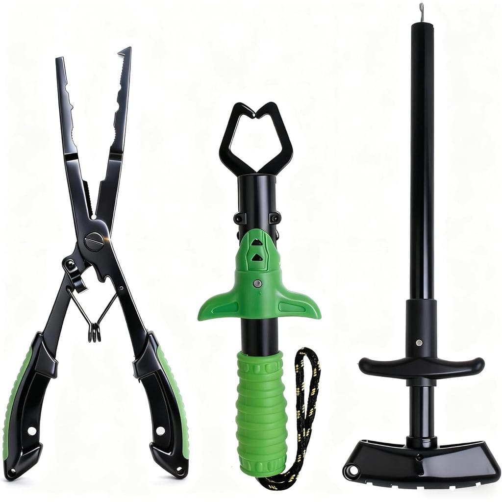 Kit de Ferramentas de Pesca, 3 Peças de Acessórios de Pesca, Alicate de Pesca em Alumínio, Pegador de Peixe em Aço Inoxi