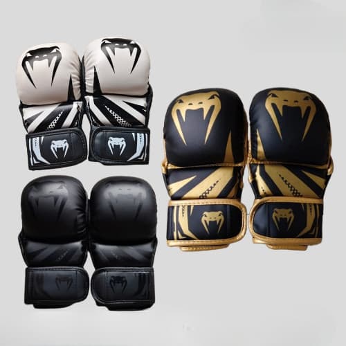 Luvas de Boxe Pretas MMA Luta Esportiva Couro Muay Thai UFC Luta Sanda Treinamento Luvas de Competição