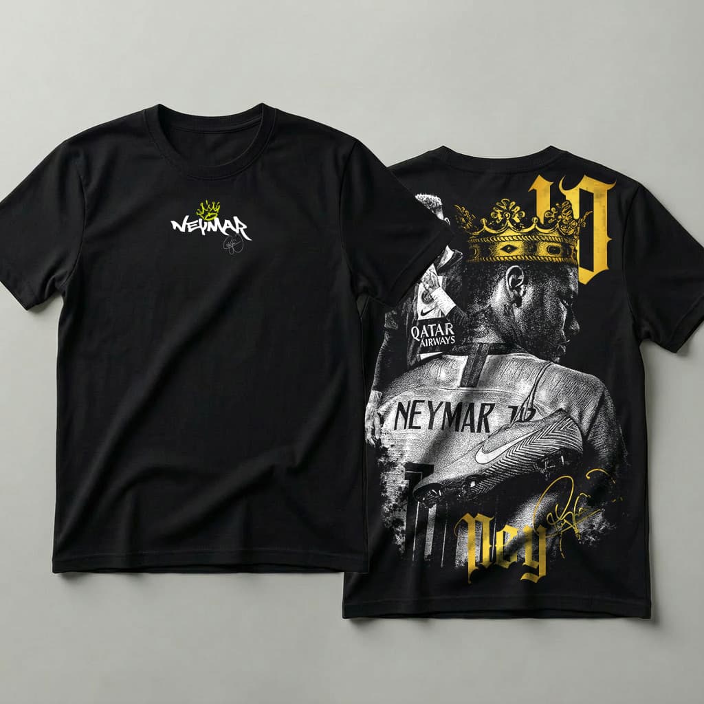 Camiseta 100% Algodão Estampa Futebol Brasil Neymar Jr Ouro