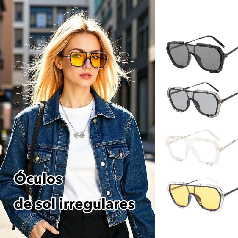 Óculos de sol exclusivos e elegantes para homens e mulheres, conjunto de peça única com Design Irregular de armação gran