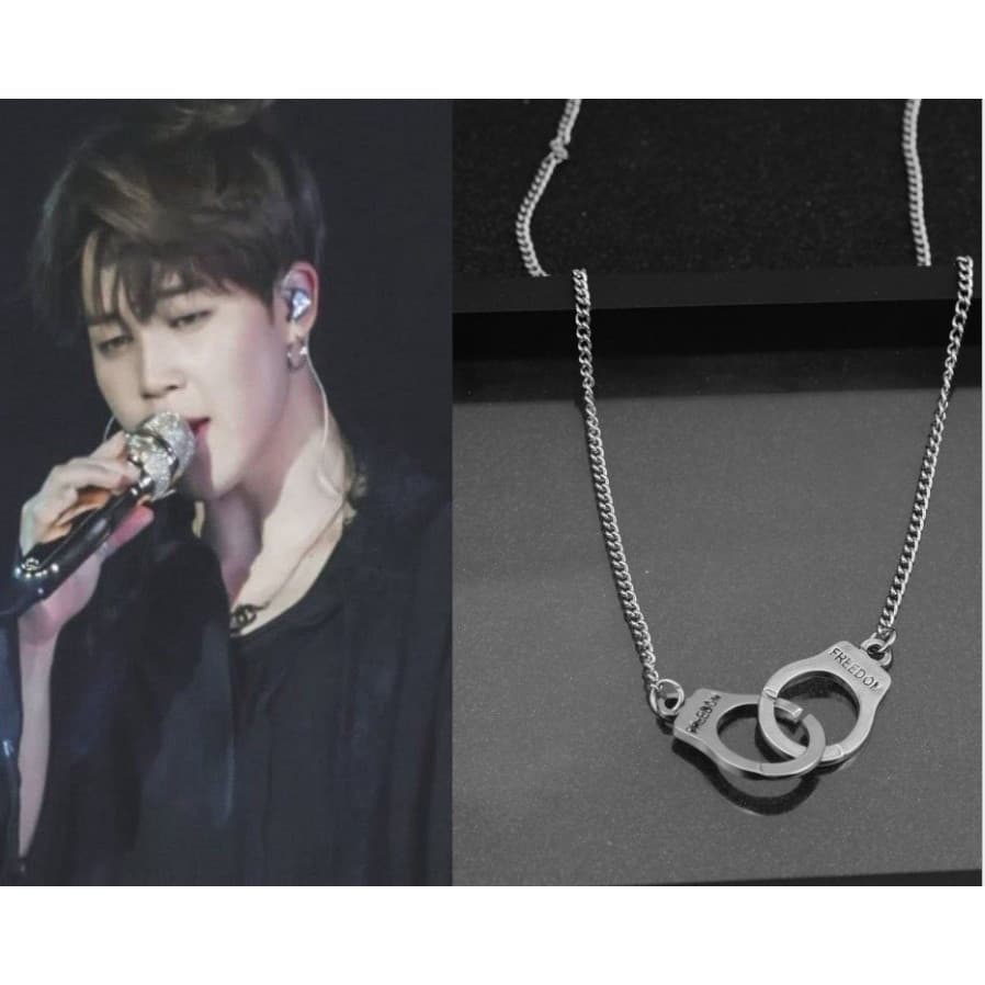 Kpop JIMIN FREEDOM Colar De Personalidade Vintage De Anel Duplo Suéter De Aço Inoxidável