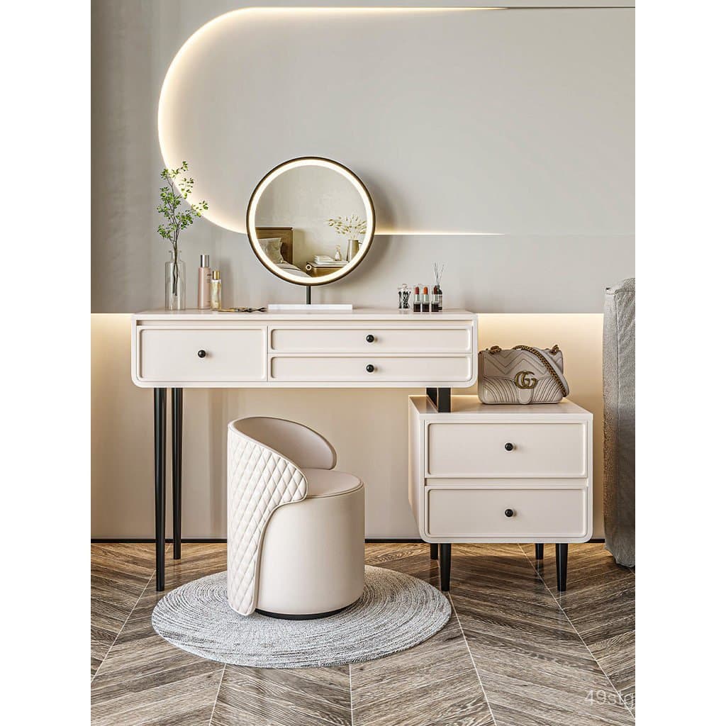 Penteadeira de luxo leve, design simples para quarto, armário de armazenamento moderno e elegante em madeira maciça laqu