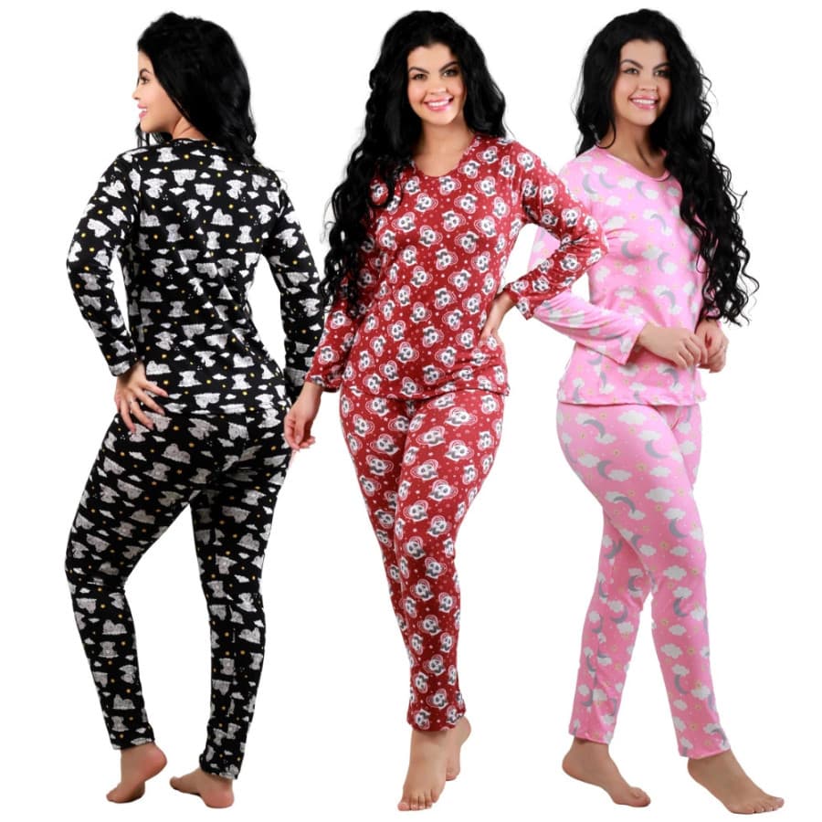 Pijama Longo Feminino Suede Tecido Macio e Confortável Promoção Imperdível