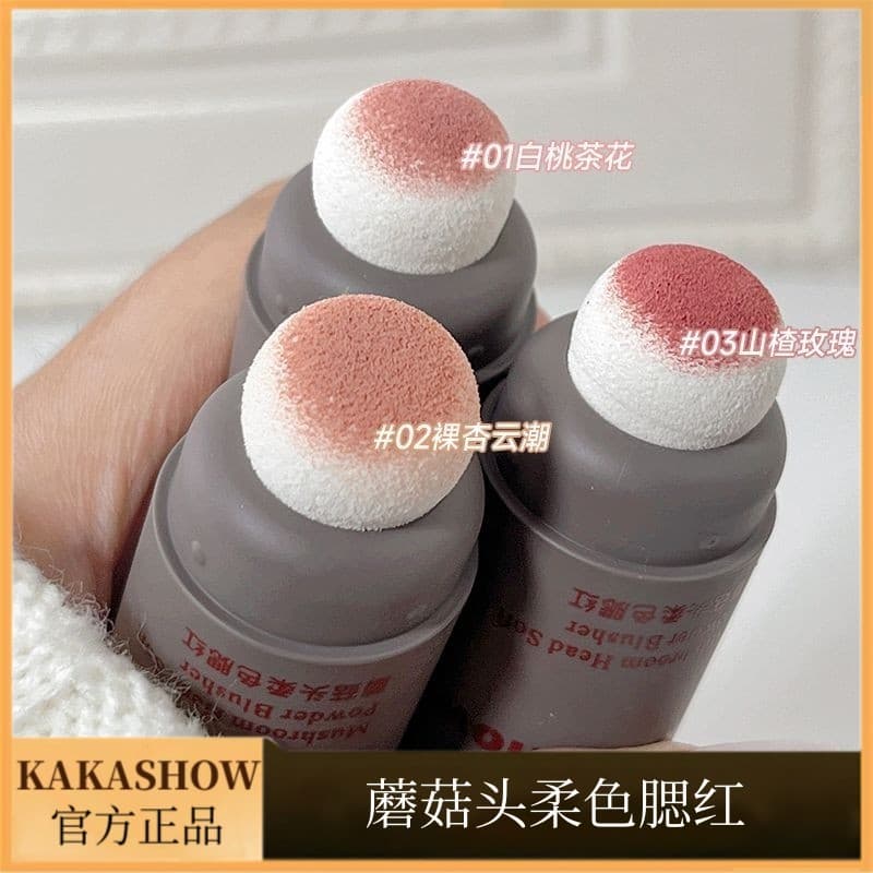 Kakashow cabeça de cogumelo cor macia Blush em pó cor Nude desejo puro Natural estudante feminino Rouge reparação vara