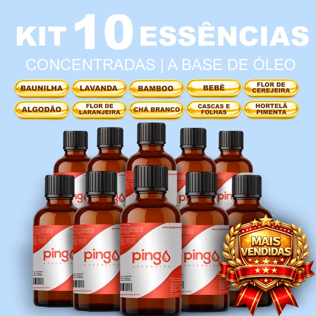Kit 10 Essências Concentradas Mais Vendidas | Linha Profissional | Alta Fixação e Performance