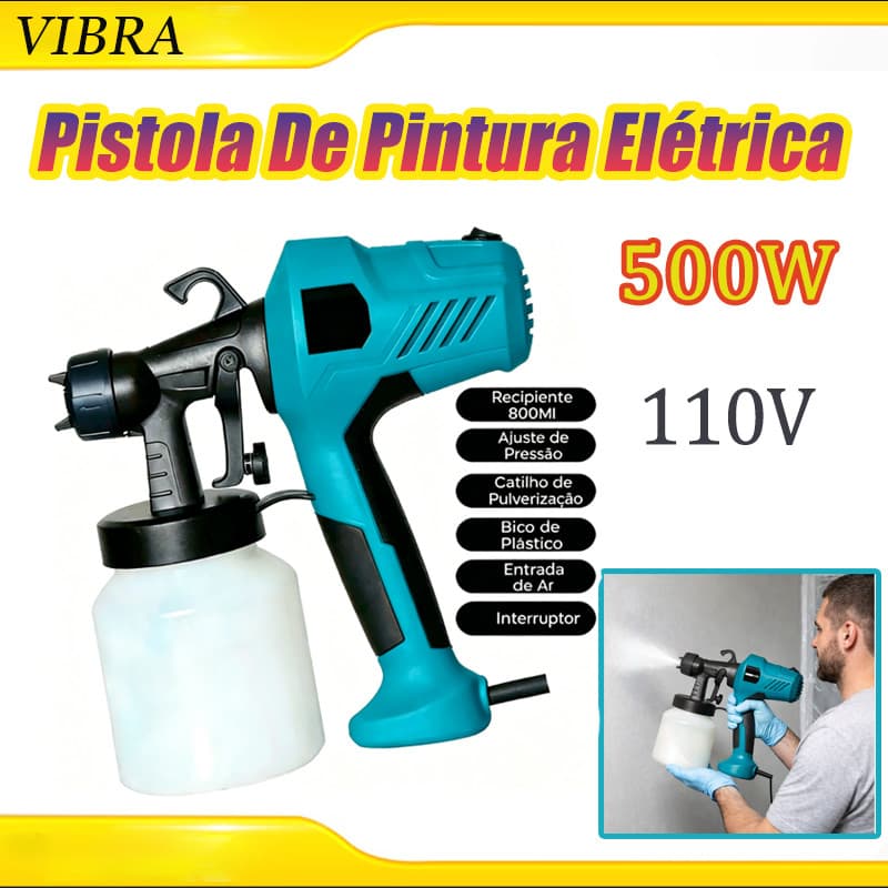 Pistola De Pintura Elétrica 500W Com Bico E Compressor 110V/220V