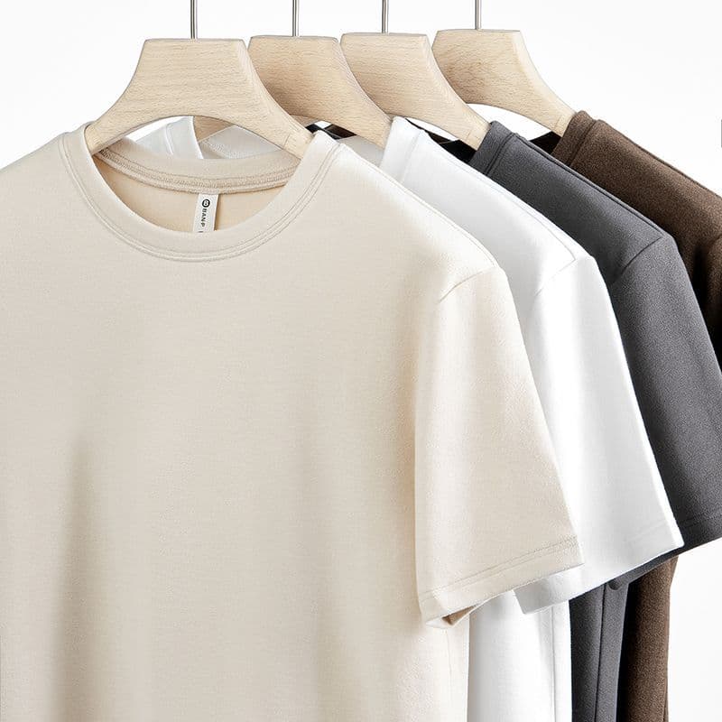 2025 novo estilo de manga curta camiseta masculina camisa de fundo verão All-Match cor sólida estilo básico Street Wear