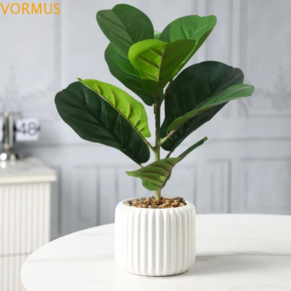 VORMUS Falso Ficus Tree , Vibrante Grande Violino Artificial Folhas Fig Delicada Planta Lyrata