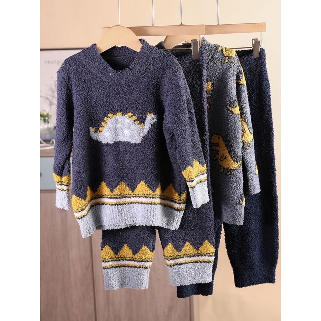 Kabu perdido crianças Homewear terno pijamas de algodão macio meninos Coral velo outono inverno médio grande crianças en