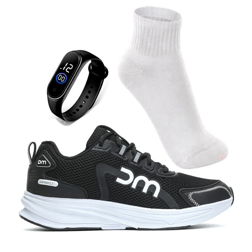 Kit Tênis Feminino Masculino Esportivo CrossFit Caminhada Corrida Relógio + Meia