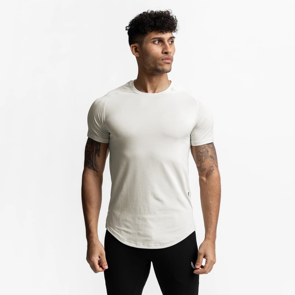 ASRV roupas de Fitness finas de secagem rápida masculinas em torno do pescoço bainha correndo roupas esportivas verão no