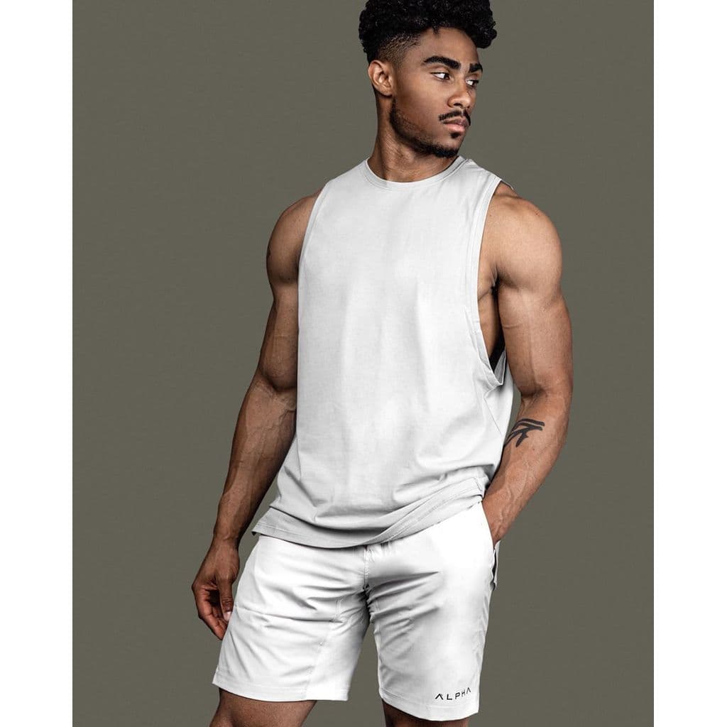 ALPHA Colete Esportivo Masculino Colete Fitness Verão Esportes Lazer Absorvente de Suor Exercício Correndo Colete Slim-F