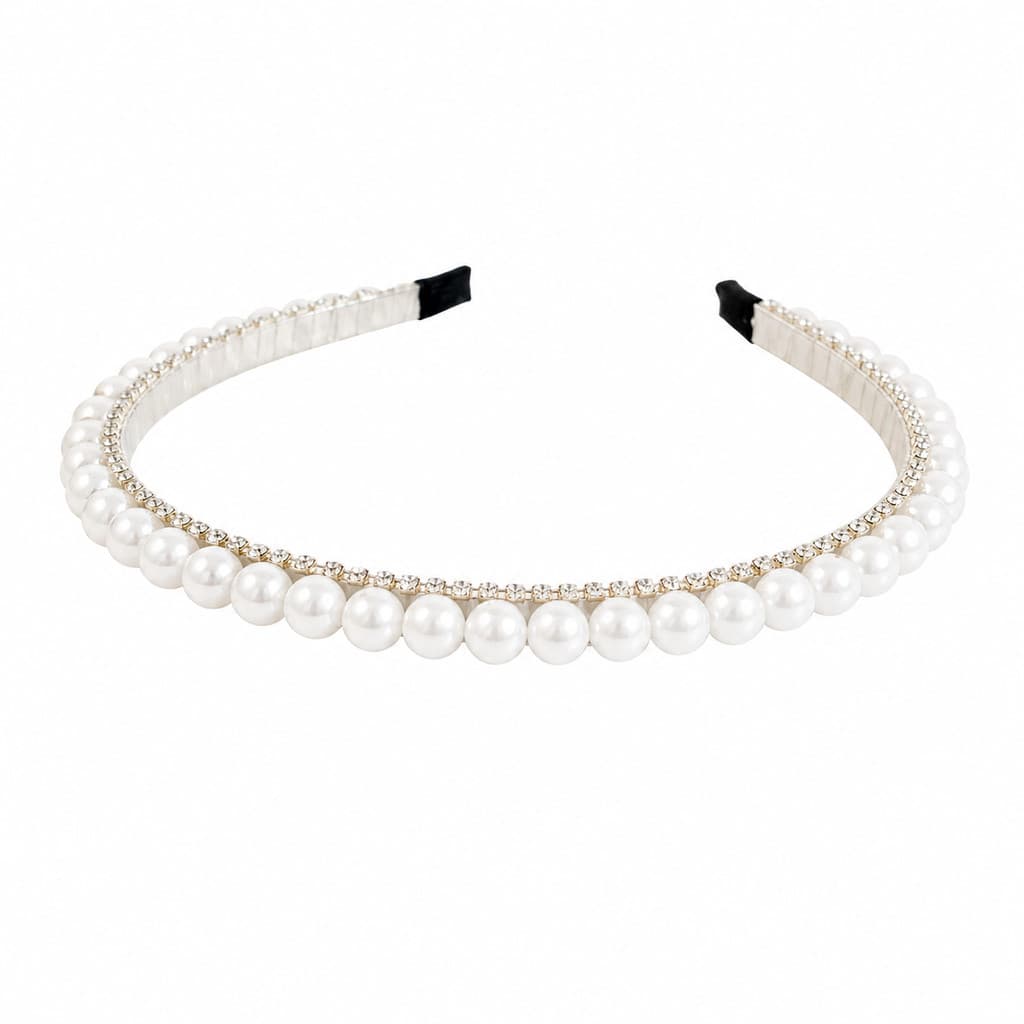 TIARA PÉROLAS GRANDES COM STRASS BRILHO INTENSO