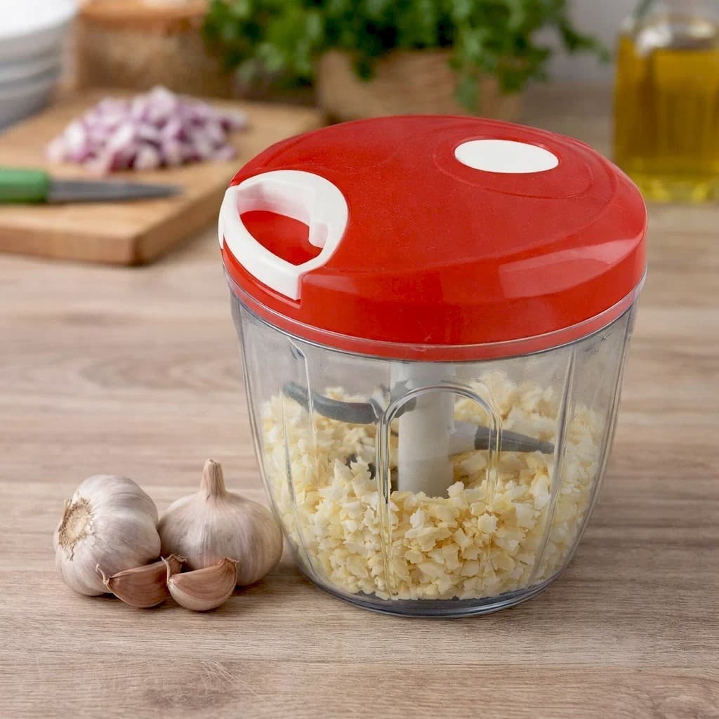 Mini processador manual alimentos triturador cozinha prático eficiente