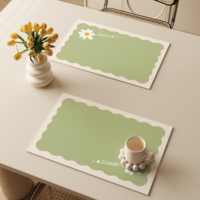 Estilo creme placemats impermeável à prova de óleo porta-copos de couro almofadas de isolamento de mesa descartáveis oci