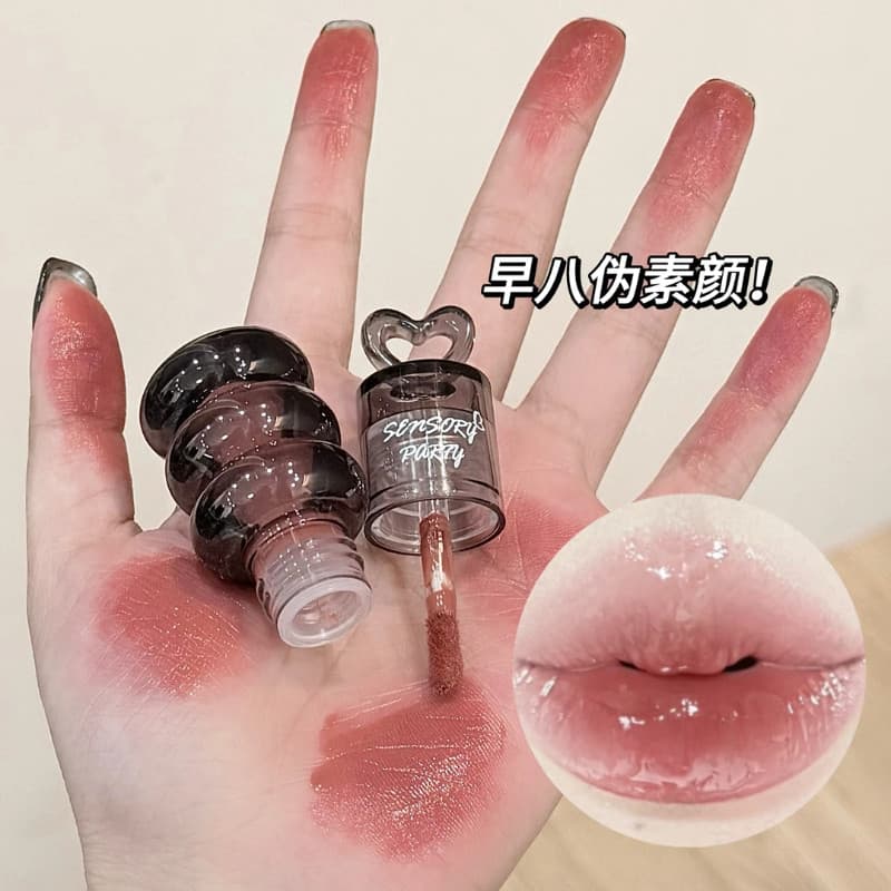 Festa sensorial novo produto gaze preta brilho de água espelho esmalte labial clareamento copo antiaderente hidratante D