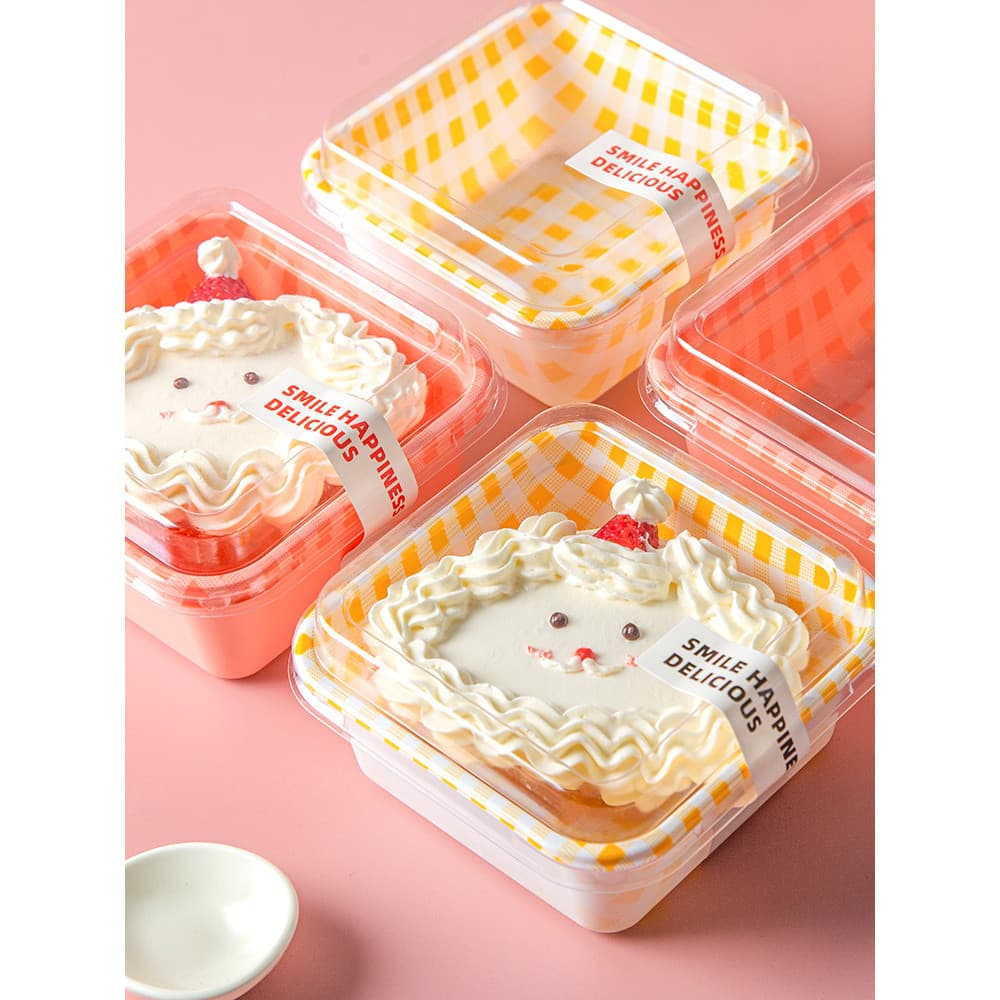 Caixa de embalagem de bolo de natal sobremesa Mousse caixa de embalagem descartável frutas Bento Sushi caixa de coziment
