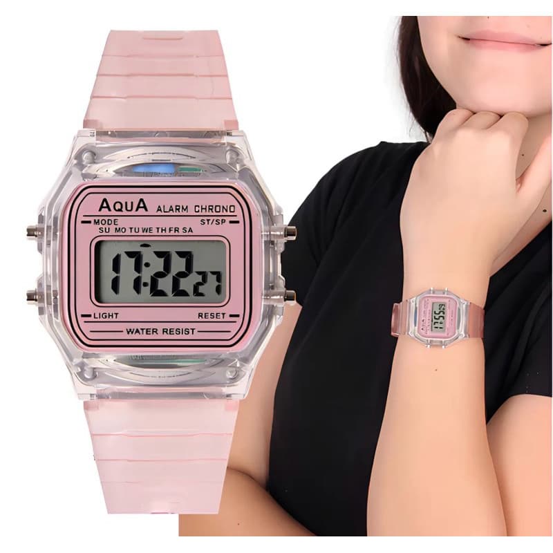 Relógio Feminino Aqua AQ-81 Transparente - A Prova Dagua