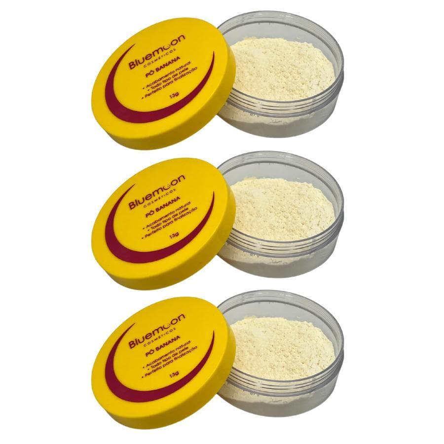 Kit 3 Pó Facial Banana Blue Moon - Finalizador de maquiagem - Ajuda no controle de Oleosidade