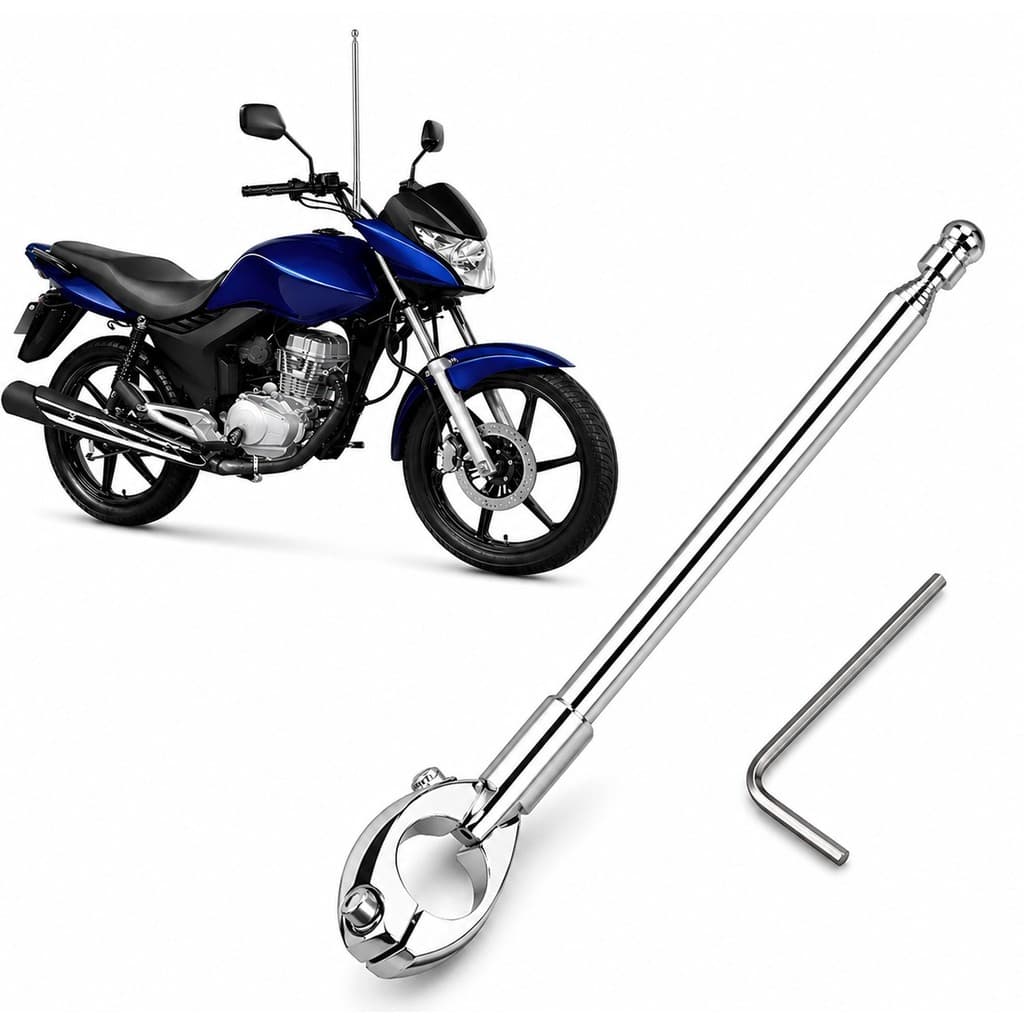 Antena Corta Pipa De Guidão Retratil Cromada Moto