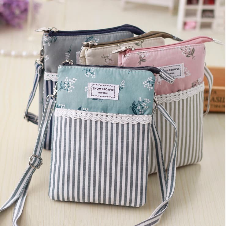 Bolsa pequena de tecido para celular, Mini bolsa pequena para celular, pacote simples, bolsa dupla para celular, feminin