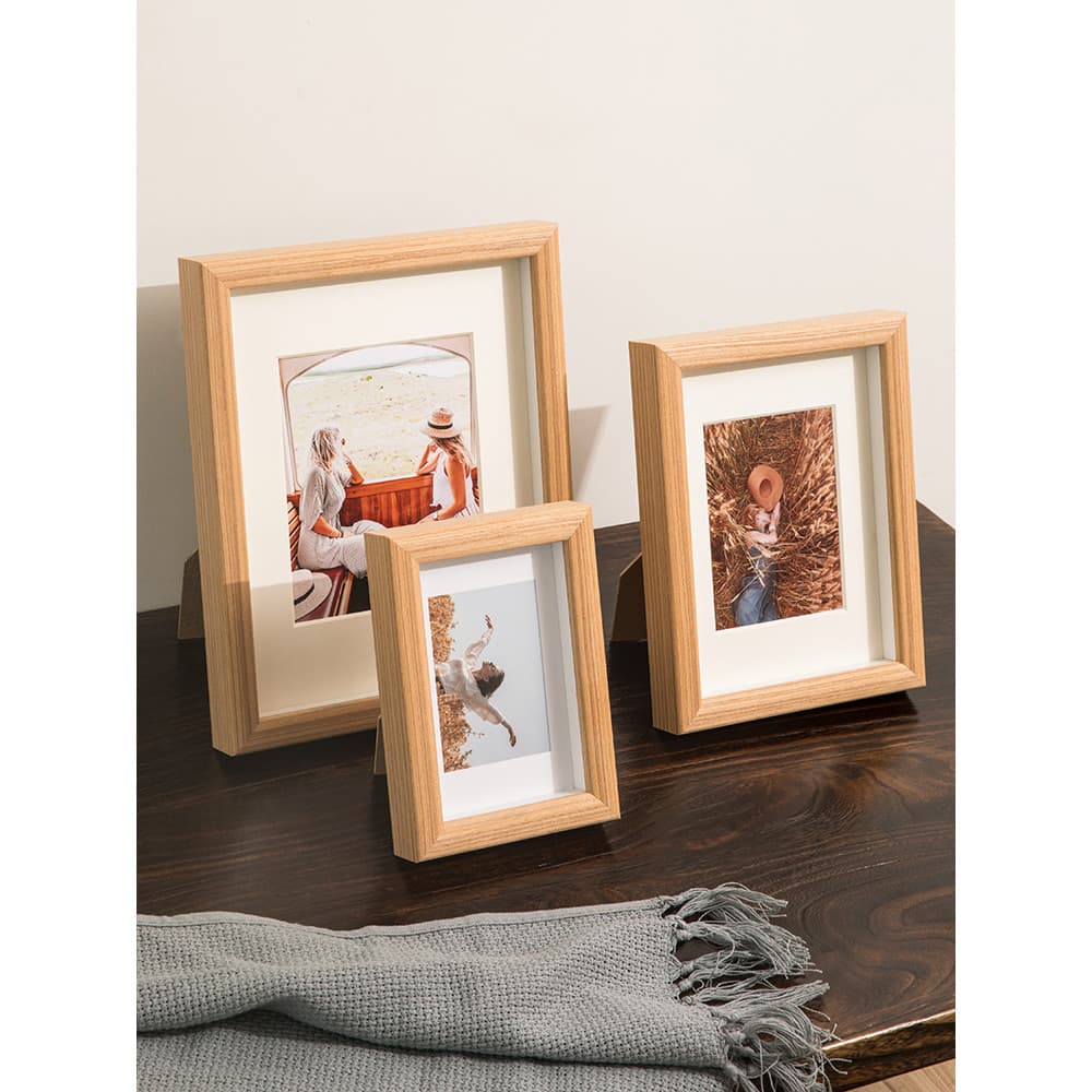 Moldura de madeira maciça tridimensional oca mesa de balanço 20cm 23cm 27cm diy flor seca moldura de foto lavar foto peq