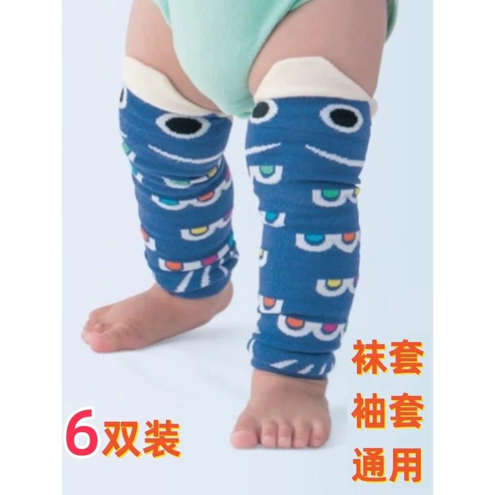 6 pares Leggings do bebê meias pilha bebê aprender a engatinhar Anti-sujeira mangas fofas joelheiras cotoveleiras quatro