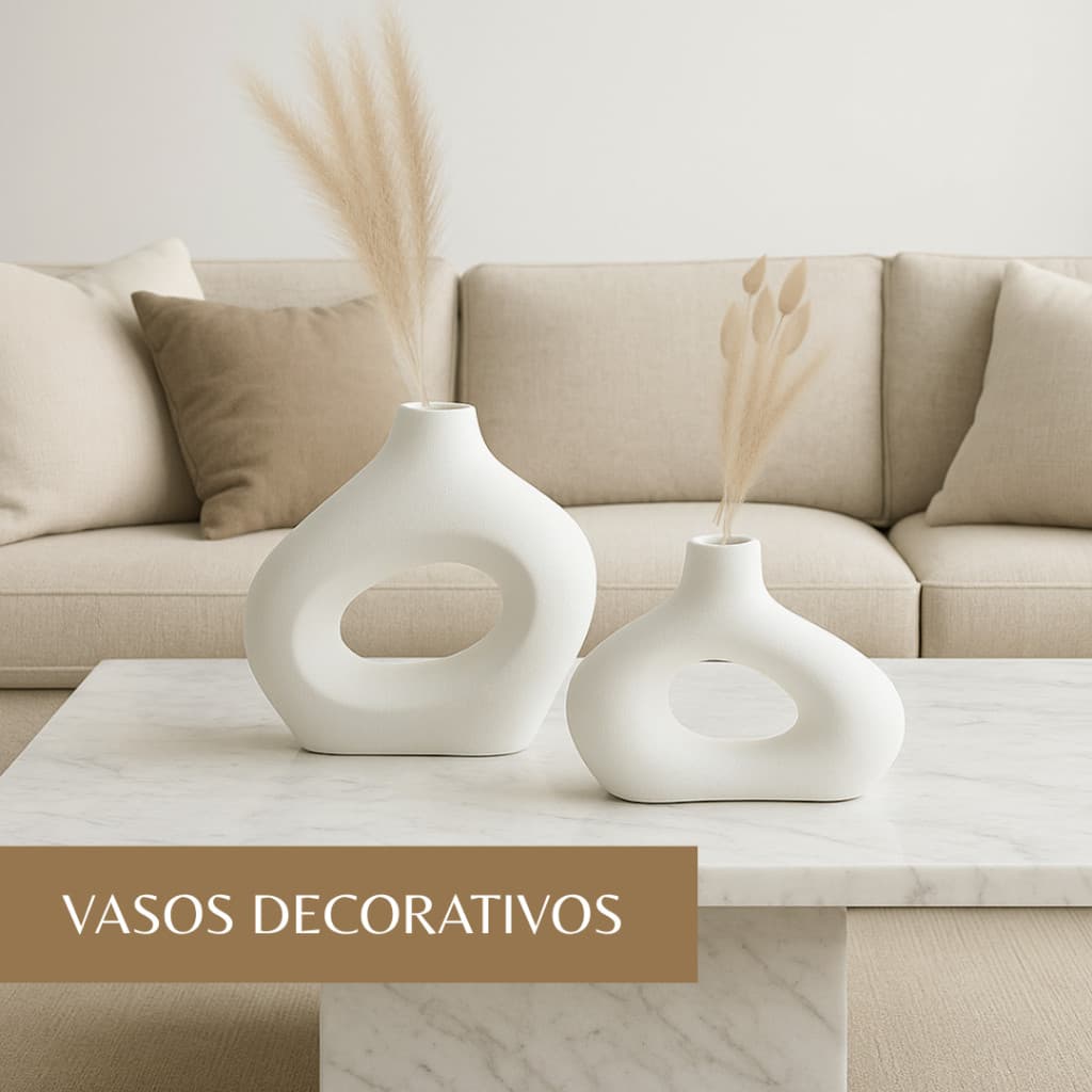 Kit Vaso Minimalista Decorativo Boho Bohochic Rustico Moderno Escritorio Escultura 2pçs  Elba Hera