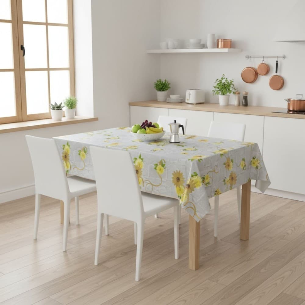Toalha De Mesa Dubai Girassol Rolo 1,37x20m Vinil PVC