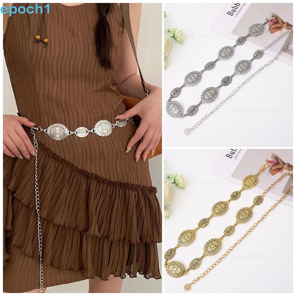 Correntes De Cintura Boêmias EPOCH1 , Corrente De Barriga , Cinto De Vestido Oval , Joias De Ouro Estilo Étnico Corporal