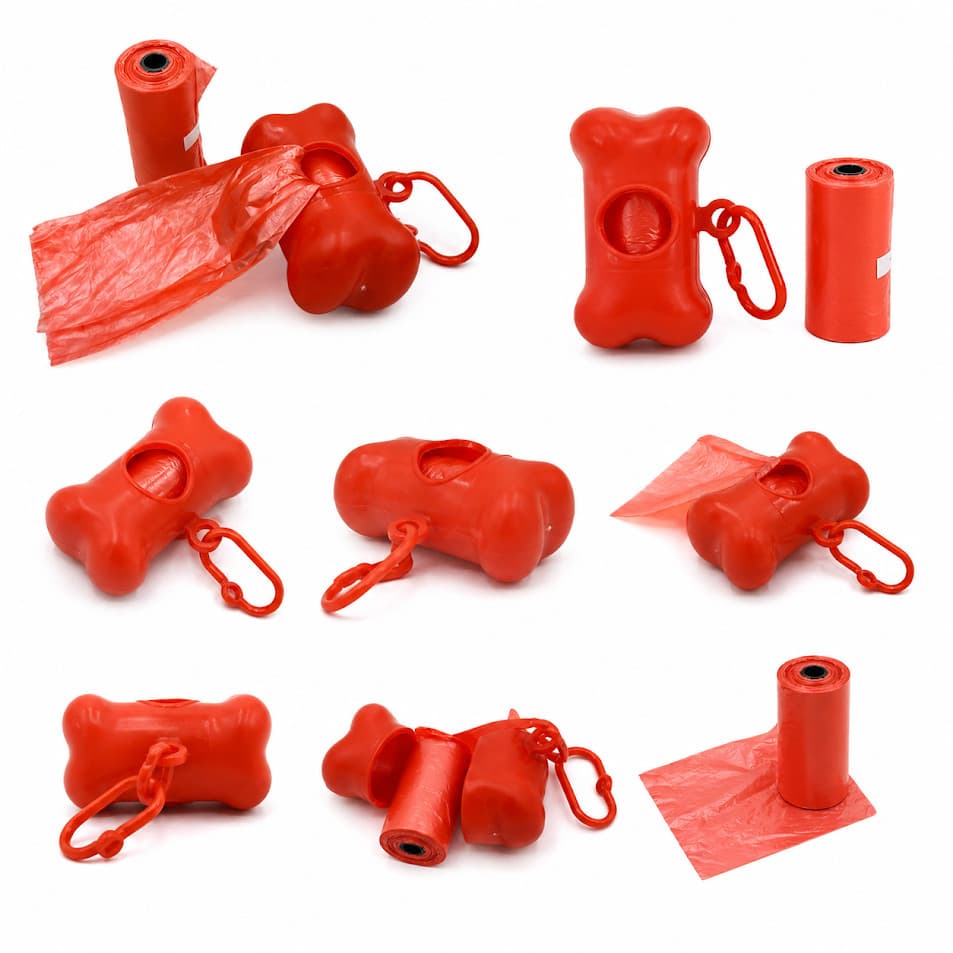 Dispenser De Saco Higiênico P/ Pet Prático C/ Refil Vermelho