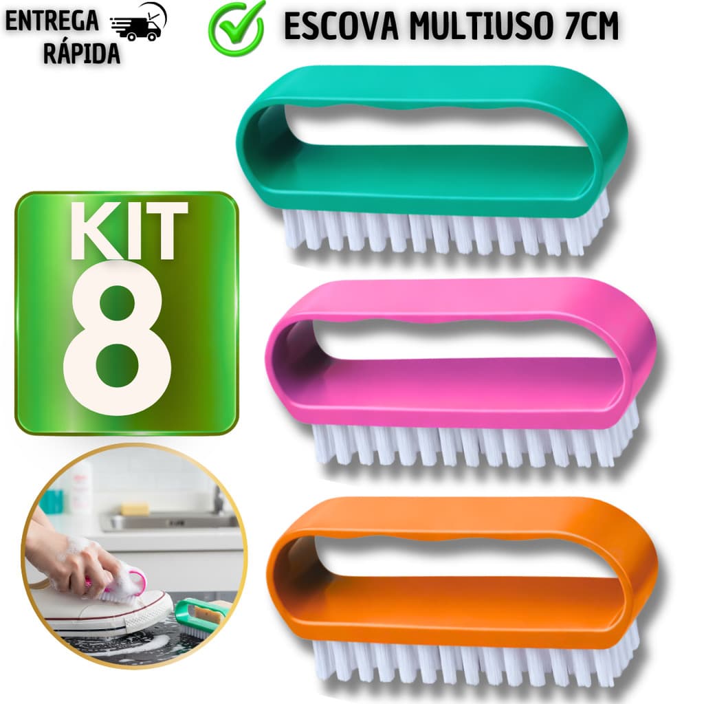 Combo Escovas Multiuso com Alça para Lavar Tênis Sapatos Roupas  Escovinha Limpeza Casa Utilidades
