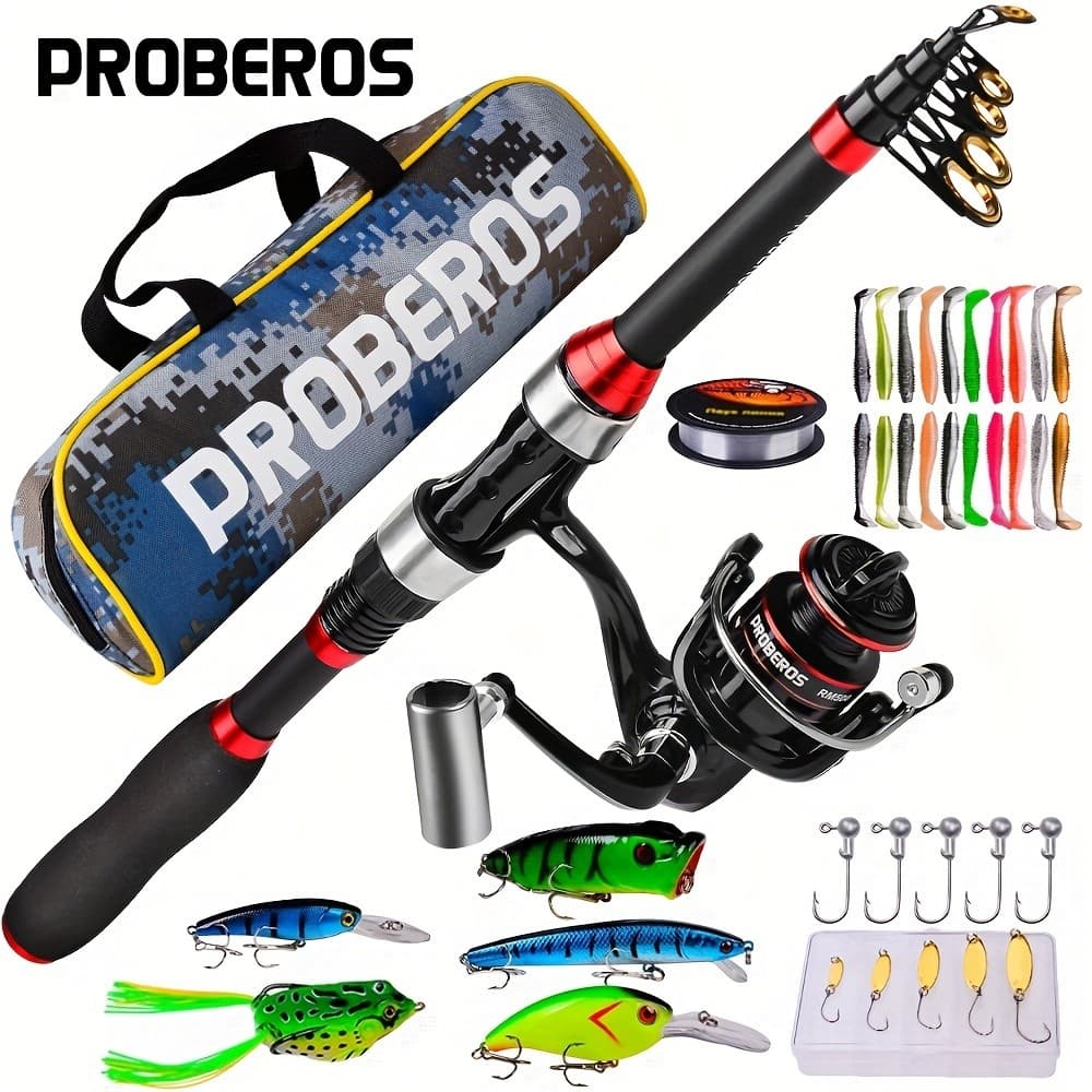 Conjunto de Vara de Pesca de Arremesso de 1,8m - Kit Completo de Equipamento de Pesca com Molinete de Longo Arremesso -