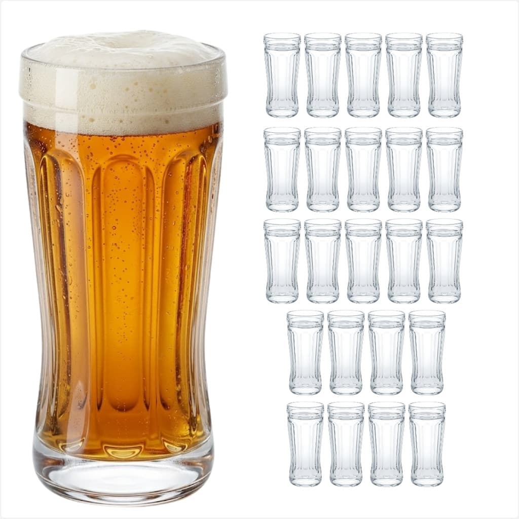 Jogo 24 Copos Tulipa de Vidro 300ml para Servir Chopp Cerveja e Bebidas Geladas