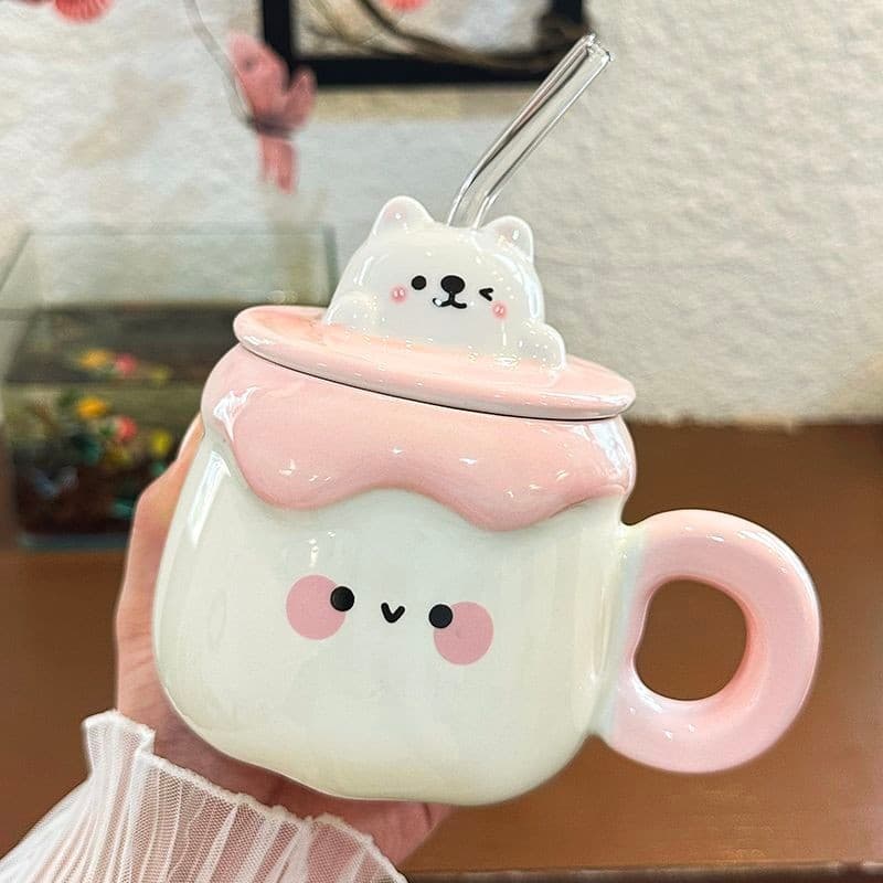 Caneca de cerâmica fofa presente de aniversário namorado namorada dormitório copo de bebida de alto valor companheiro