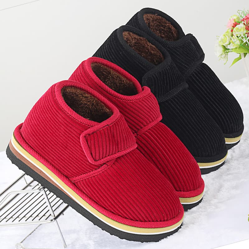 Sapatos de algodão quente grosso feminino inverno sola grossa antiderrapante meia-idade idosos sola de espuma chinelos d