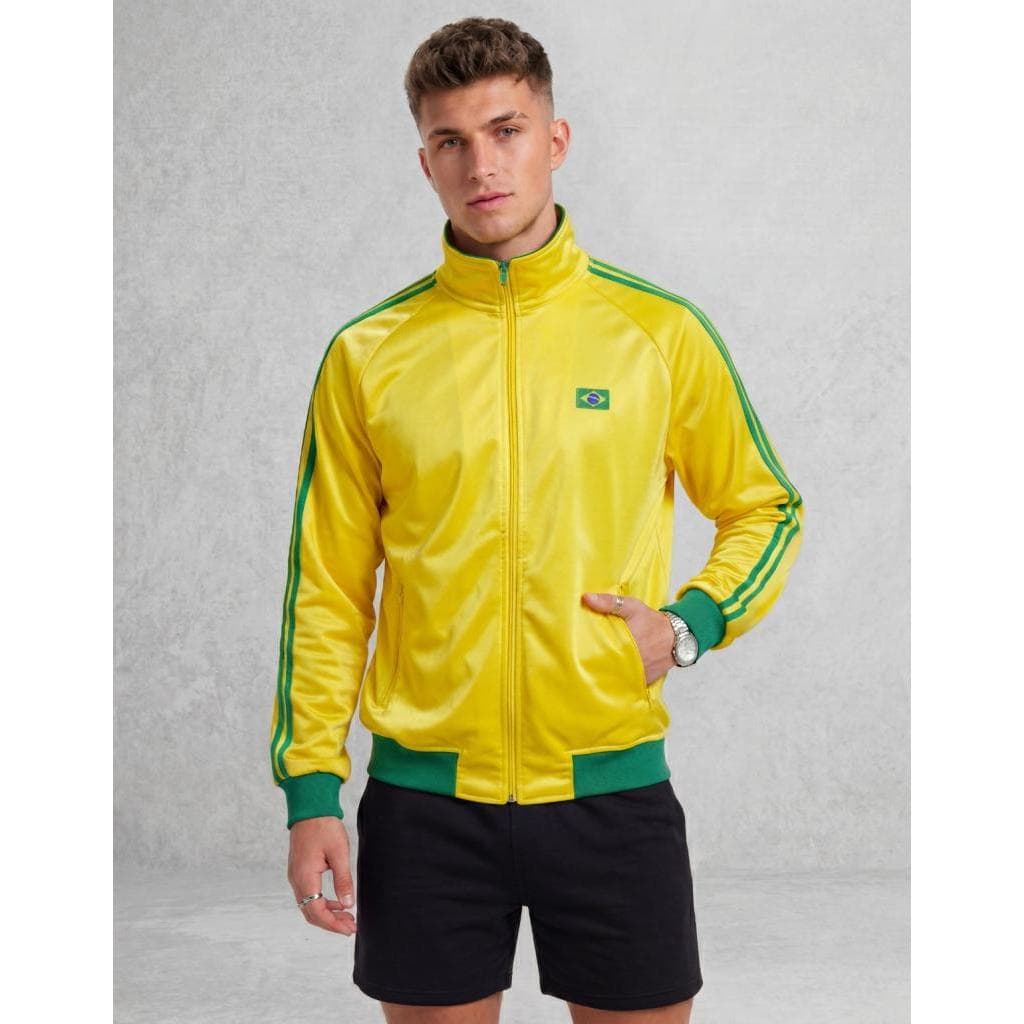 Jaqueta Masculina Manga Longa Gola Alta com Zíper Casaco Esportiva Brasil Copa Moda Street