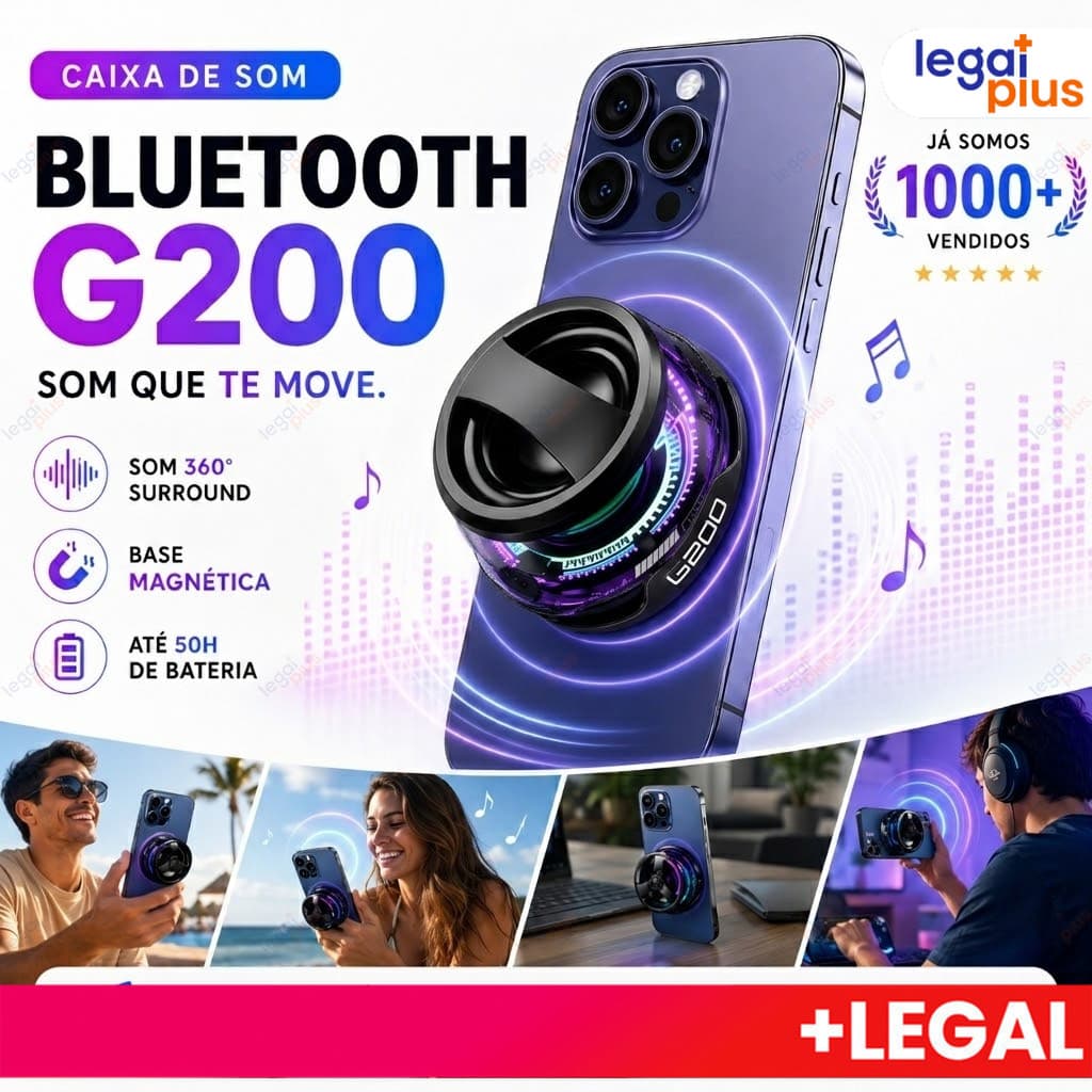 Caixa de Som LED Bluetooth Magnética – Mini Speaker RGB, Portátil, À Prova d’Água