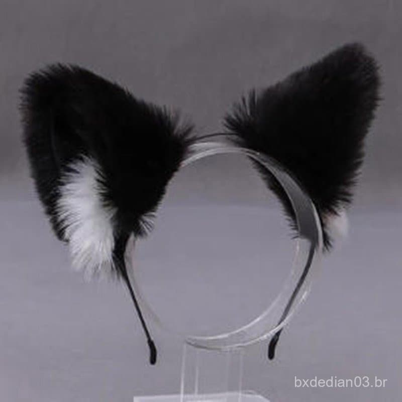 Nova Pele Sintética Raposa Orelhas De Gato Argola De Cabelo Para Mulheres Menina Hairpin Pelúcia Hairband Bandana Cospla