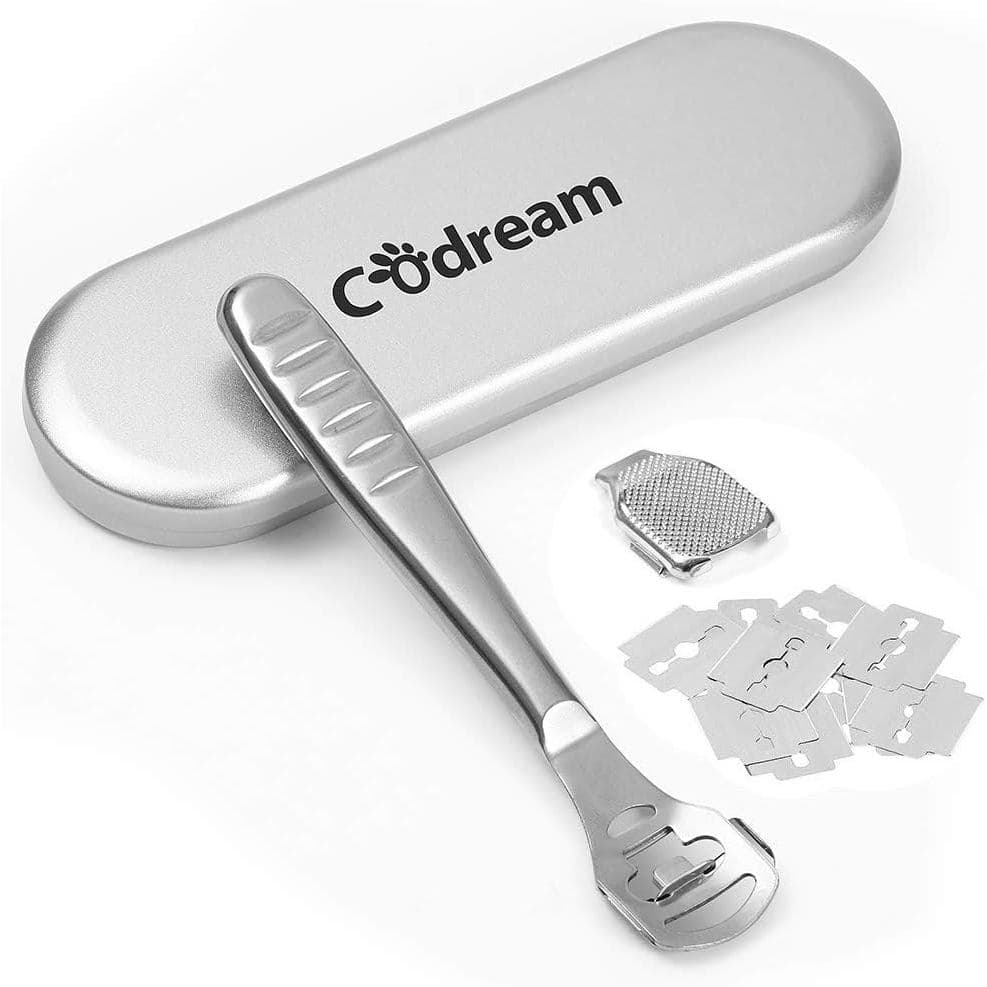 Conjunto de Removedor de Calos Codream para Pedicure com Estojo, Cabeças de Lixa para Pés e 10 Lâminas de Substituição