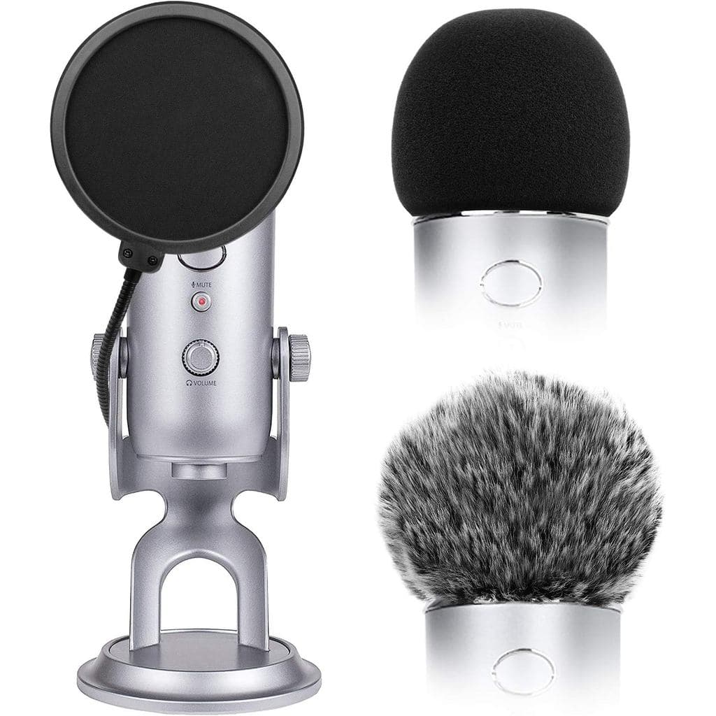 Capa de Microfone ChromLives com Filtro Anti-Pop, Capa de Espuma para Microfone 3 em 1, Compatível com Blue Yeti e Yeti