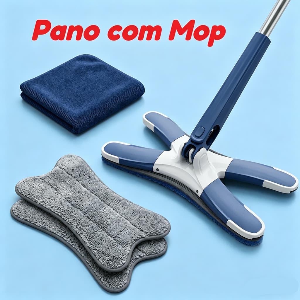 Esfregão Giratório Com Refil + Pano Kit -Multiuso Rodo Mágico Mop 360° -Torcida X Twist Mop