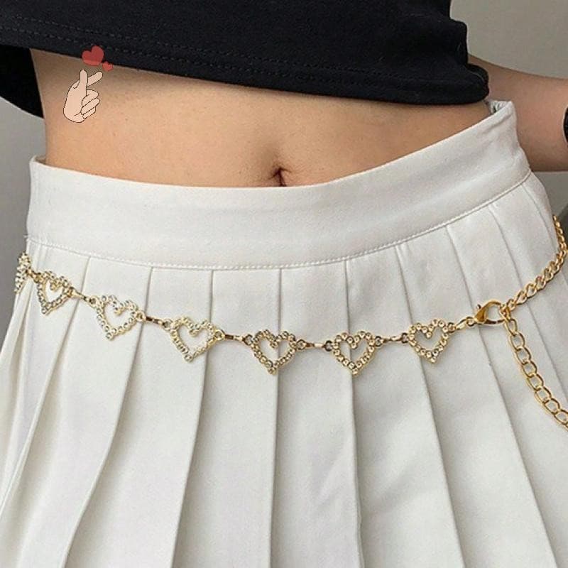 [PEBR] Moda Em Forma De Coração Strass Cintura Corrente Ajustável Cintos Femininos Luxo Amor Metal Vestido Jeans Acessór