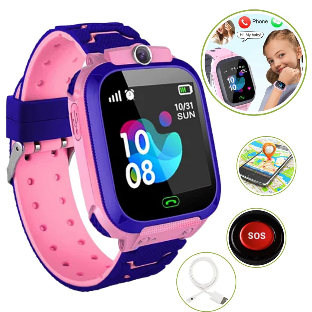 Relógio Smartwatch Infantil Com GPS Rastreador - Chamada SOS, Câmera,Chat de Voz 【Só funciona com 2G】