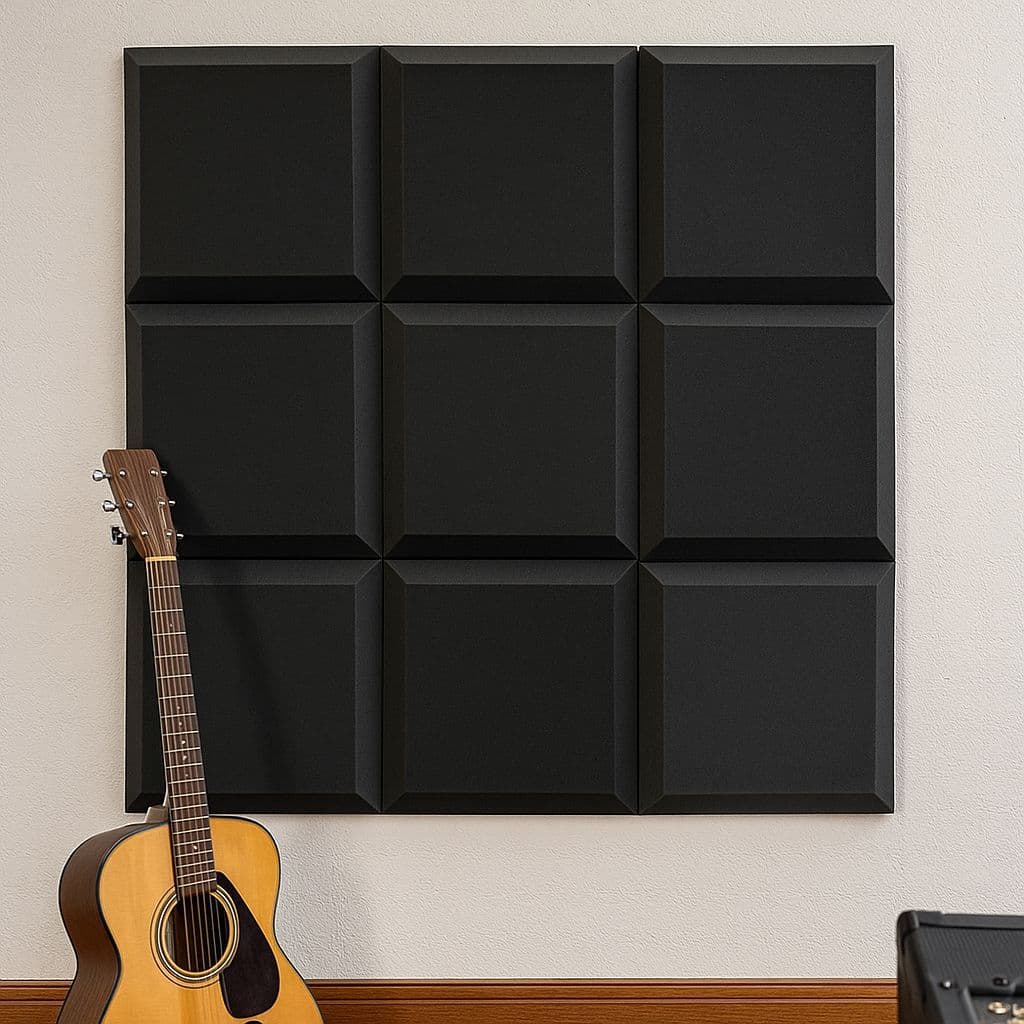 Kit 10 Placa Acústica Lisa Antichamas – 30x30x5cm Espessura - Espuma Perfilada Isolamento e Tratamento Acústico