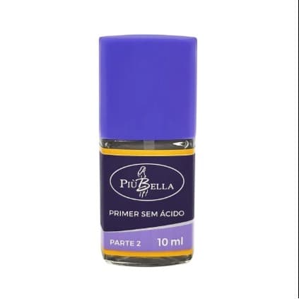 Primer Sem Ácido Piu Bella 10ml - Fixador Para Unhas de Gel, Fibra de Vidro, Molde F1