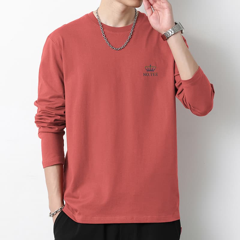 Camiseta masculina de manga comprida solta na moda em torno do pescoço interior roupas superiores camisa de fundo roupas