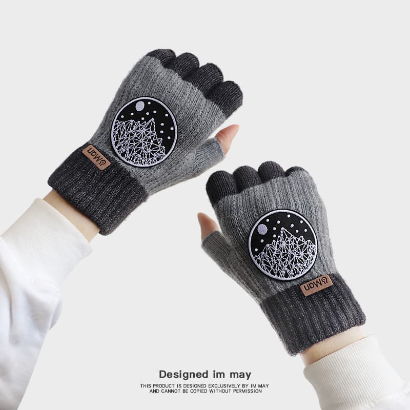 Casal estilo rua Wear luvas homens inverno metade sem dedos meio dedo inverno feminino versão coreana ciclismo quente es